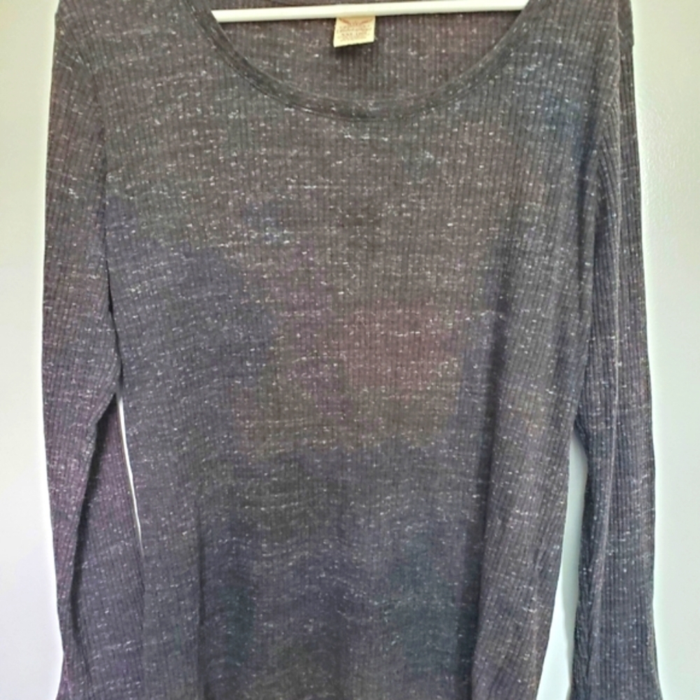 Faded Glory Women's Charcoal Long Sleeve Thermal Like Top